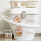 Shnuggle bath Personalised set Stripe Vintage Bear Pink