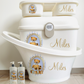 Shnuggle bath Personalised set Stripe Vintage Bear Blue