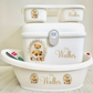 Ok baby bath personalised set Stripe bear Cream
