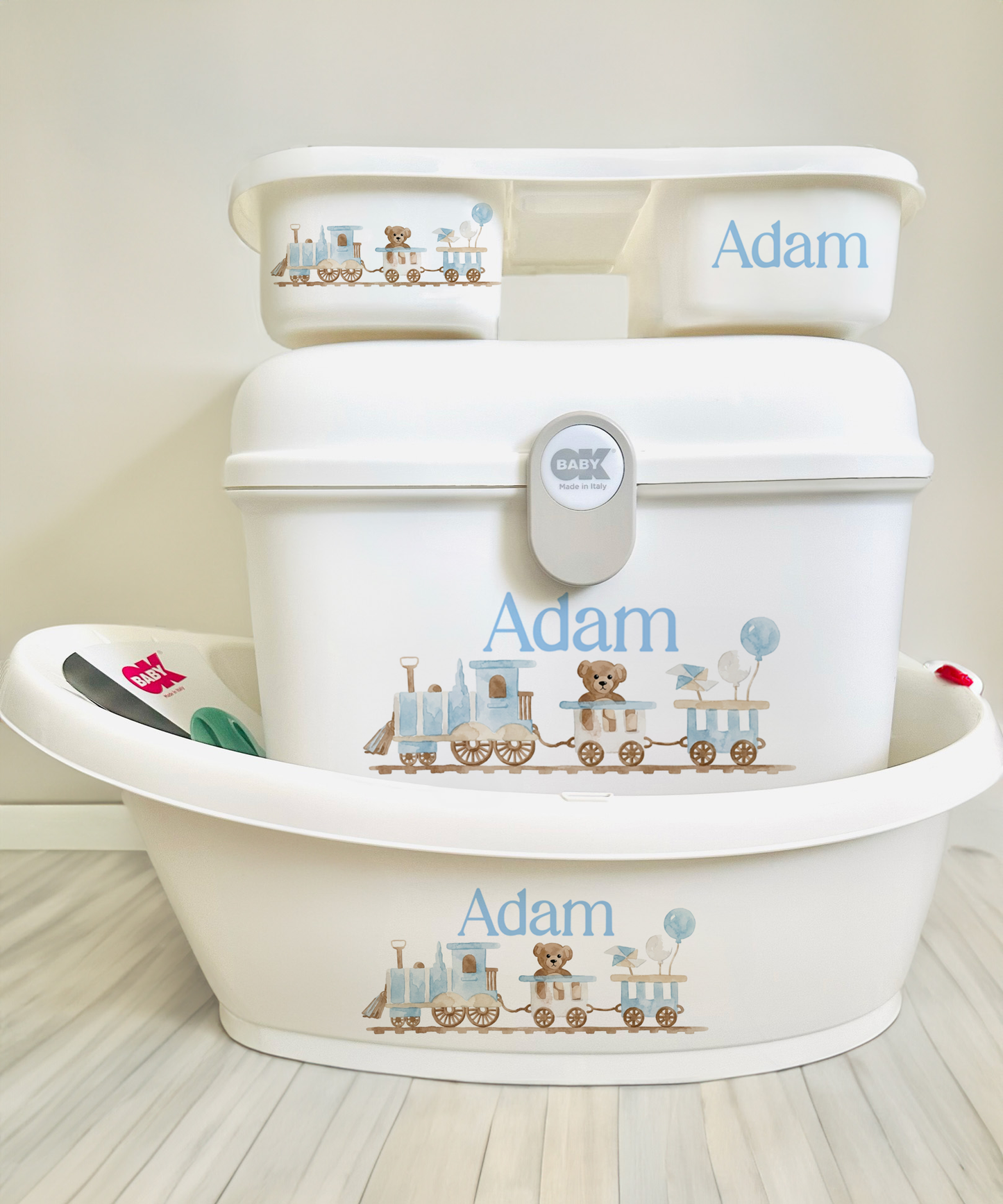 Ok baby bath personalised set Train