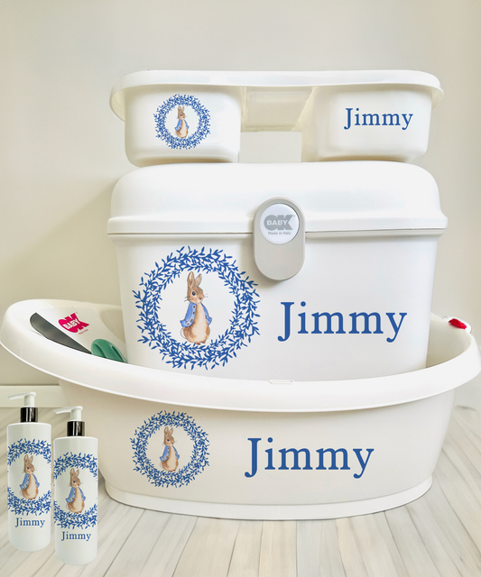 Ok baby Personalised bath set Peter Rabbit Blue