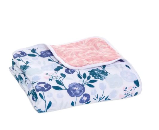 Essentials Cotton Muslin Blanket flowers bloom