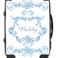 Personalised swirl Blue Suitcase and changing bag