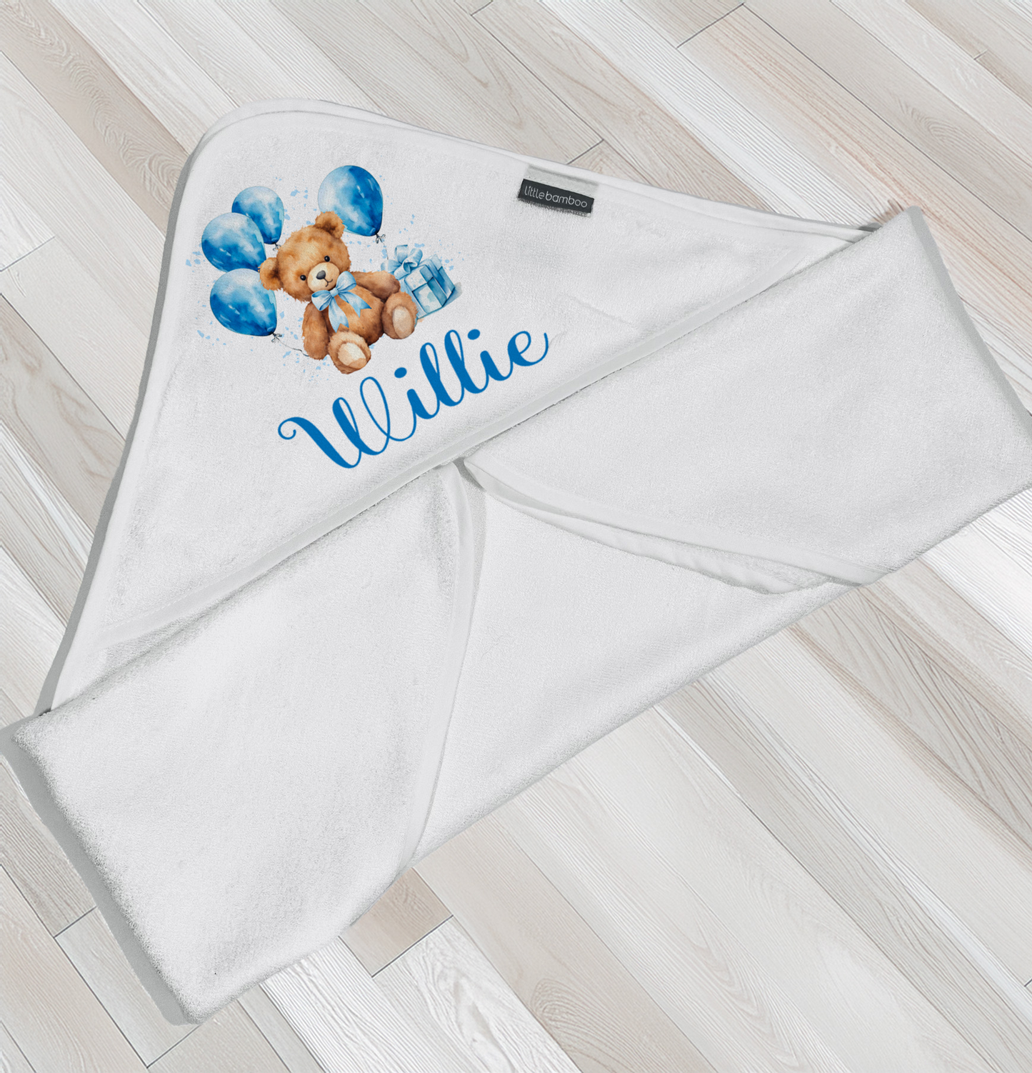 Ok baby bath personalised set Blue balloon bear