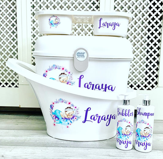 Shnuggle bath personalised set Mermaid