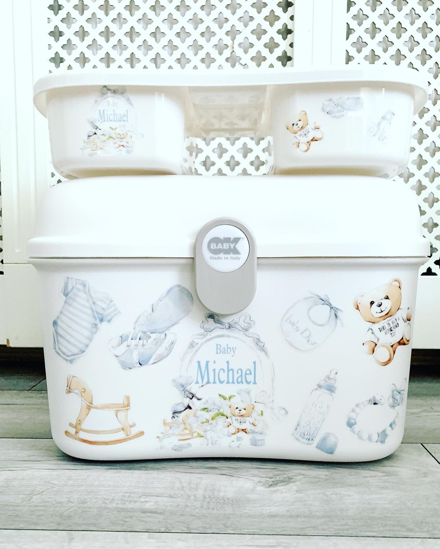 Shnuggle bath personalised set Lux blue