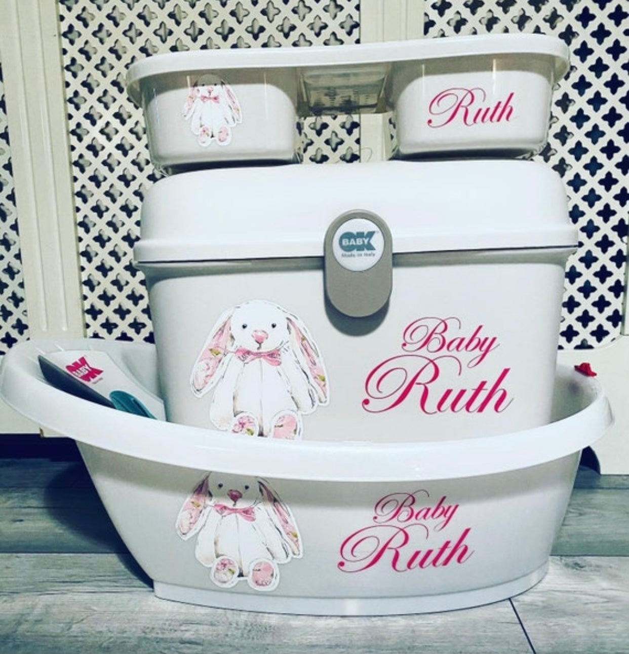 Ok baby Bunny Pink Bath Set